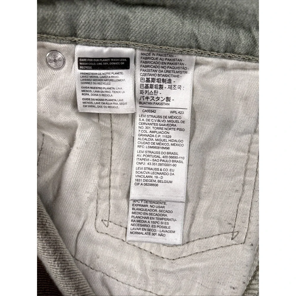 Levi's 512 Slim‎ Taper Jeans Mens 38x30 Green Sage Denim Pants 28833-0614
